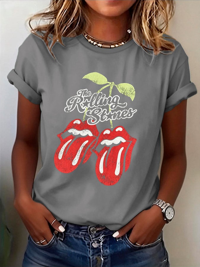 Women's Band-Print Casual T-Shirt