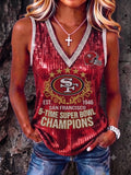 Female  San Francisco 49ers Fan In V-Neck Vest