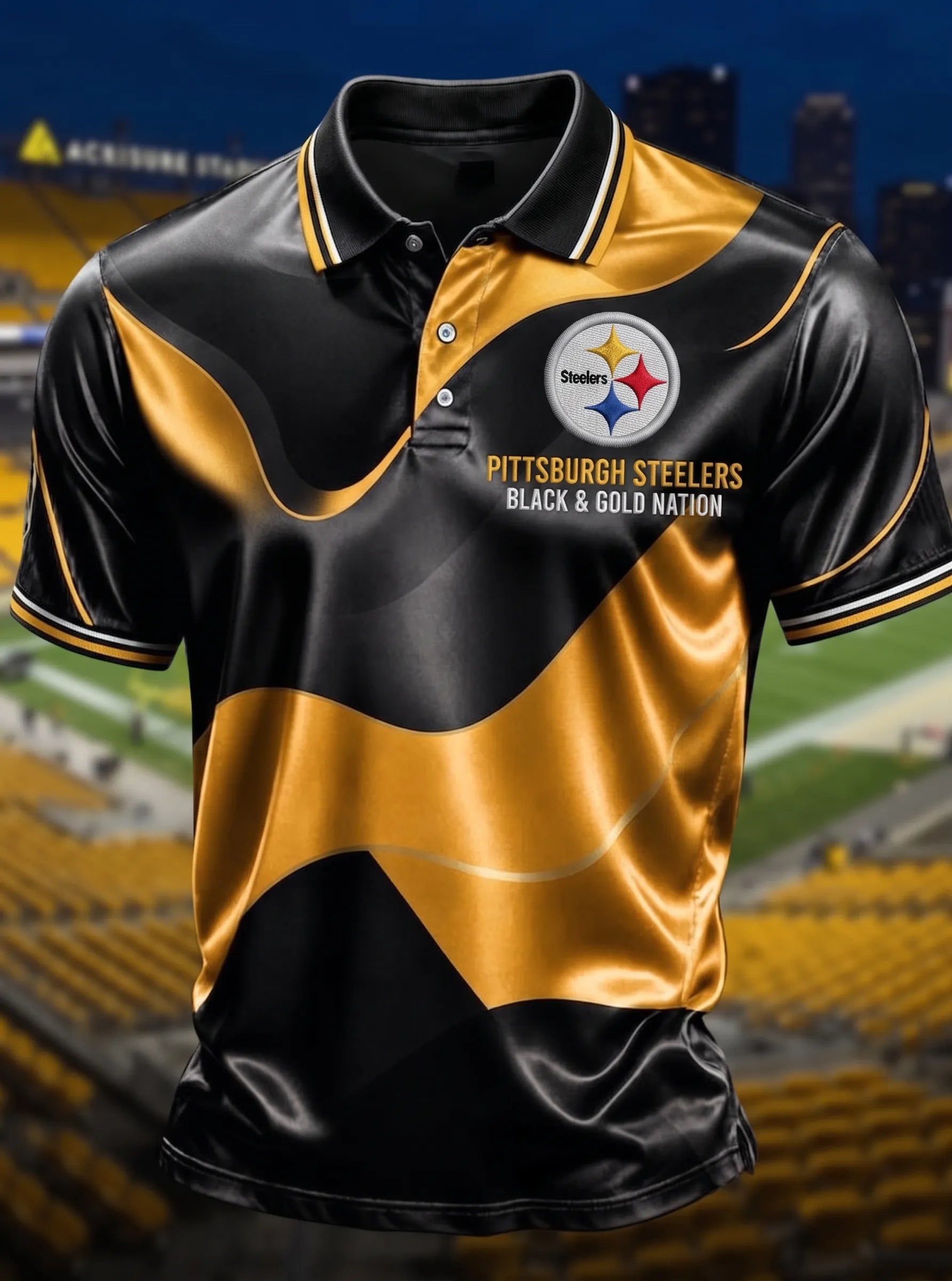 Men's Steelers Print Polo Shirt