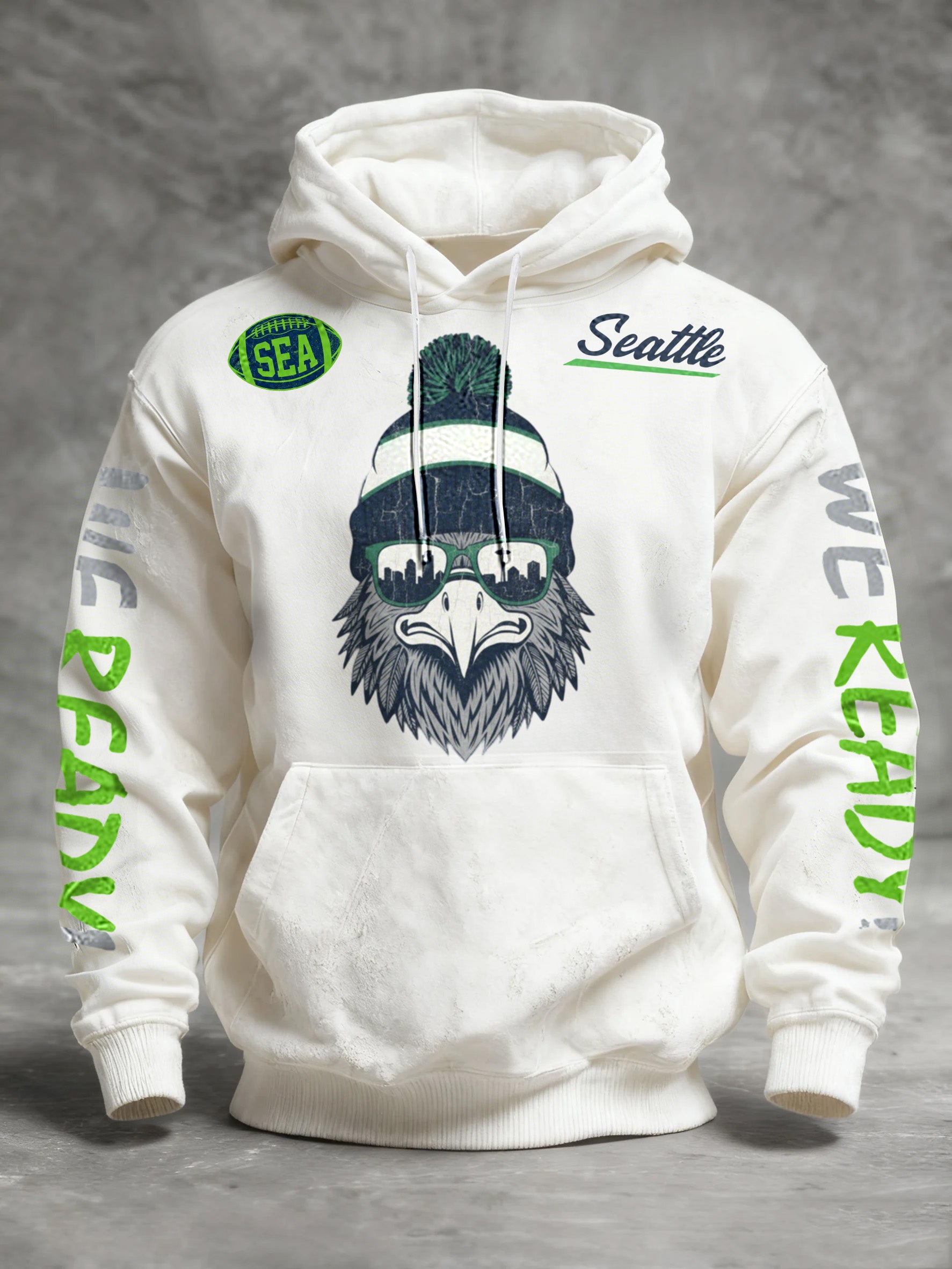 Men'S Casual Seattle Champion Printed Hooded Sweatshirt
