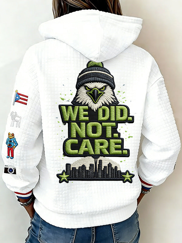 Ladies' Retro Casual Seahawk Champion Printed Waffle Hoodie
