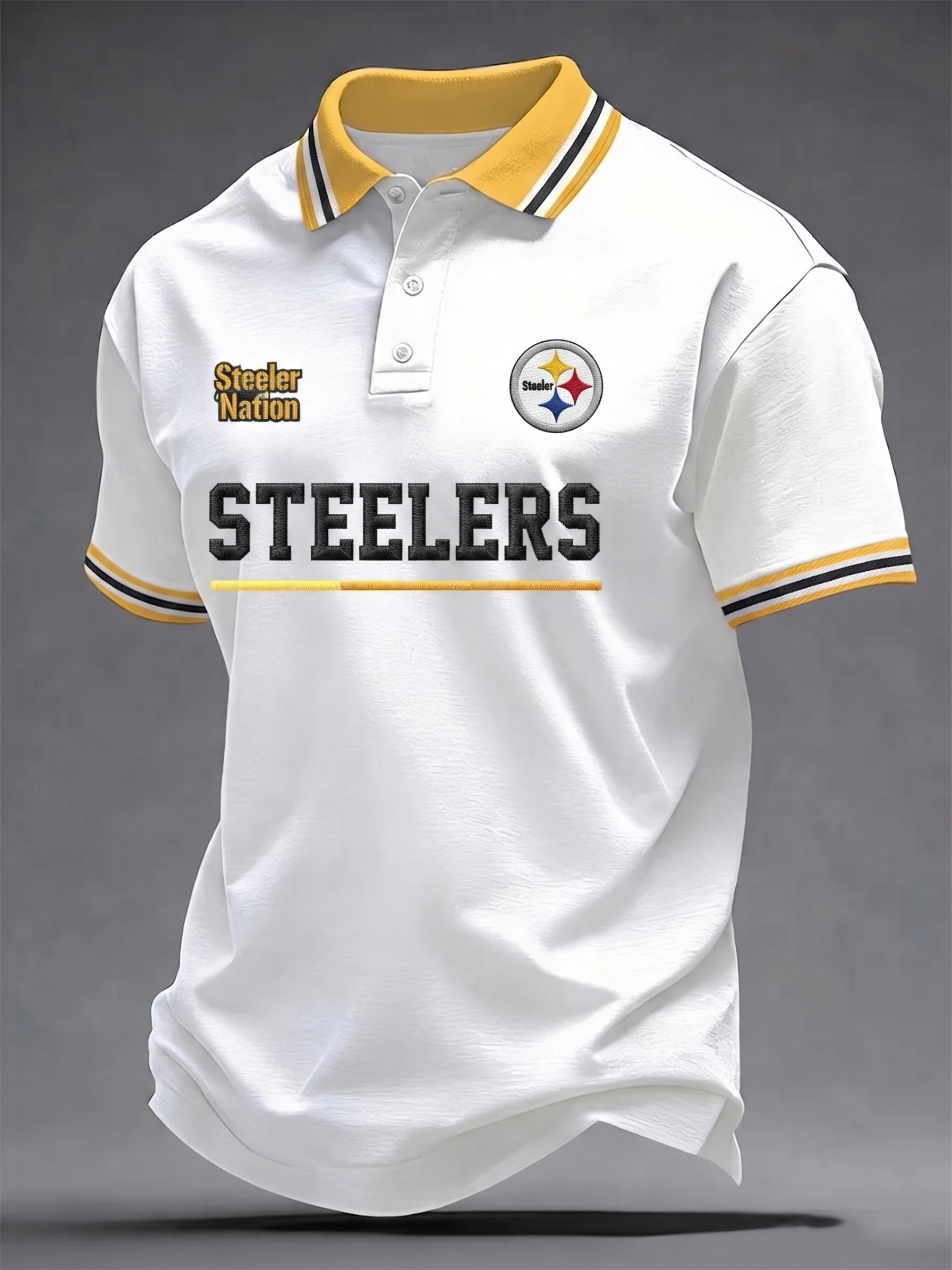 Men's Pittsburgh Steelers Fan Print Polo Shirt