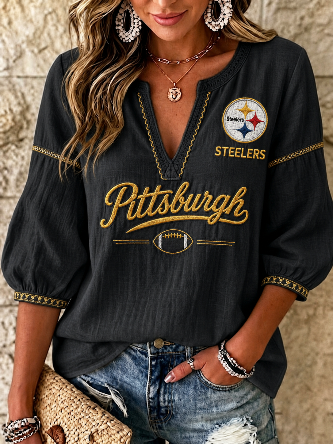 Women's Steelers Casual Blouse