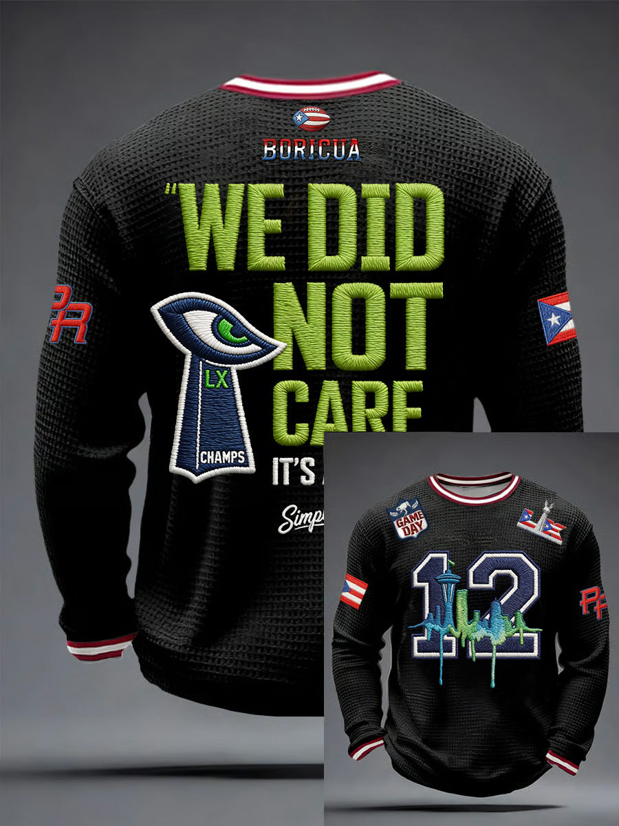 Men's Retro Casual Seahawk Champion Waffle Round Neck T-shirt