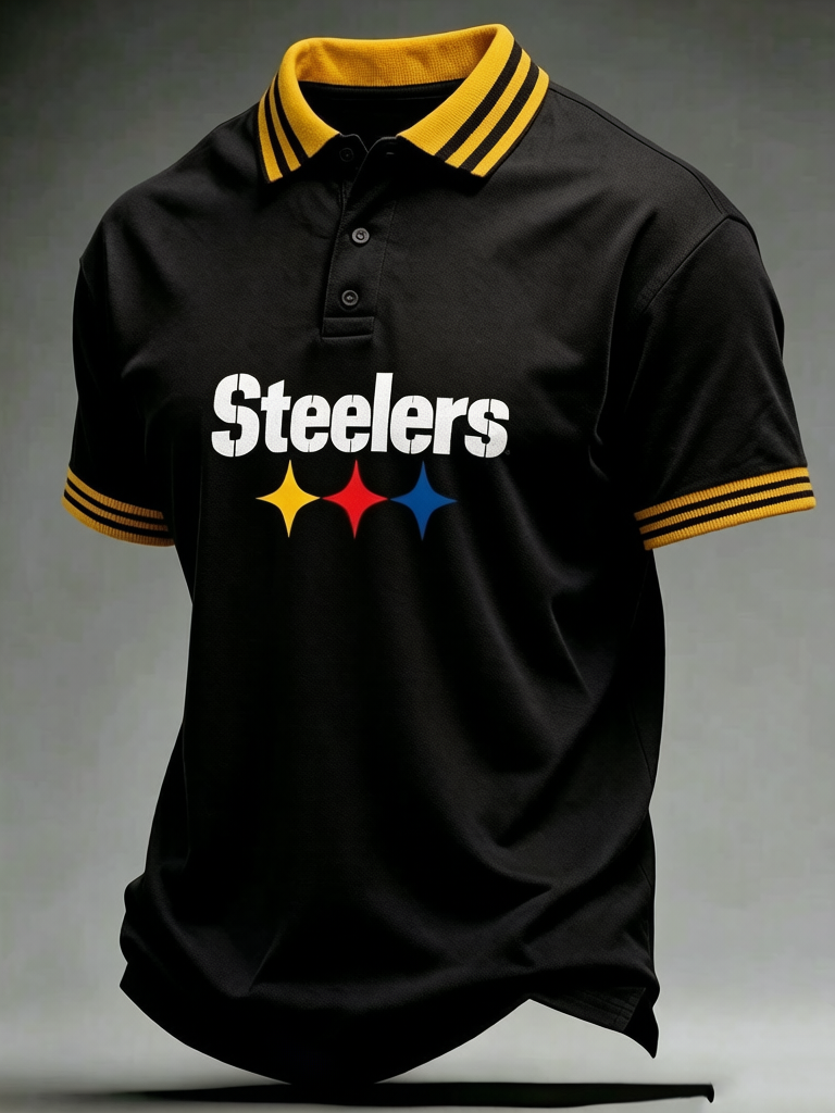 Men's Steelers Print Polo Shirt