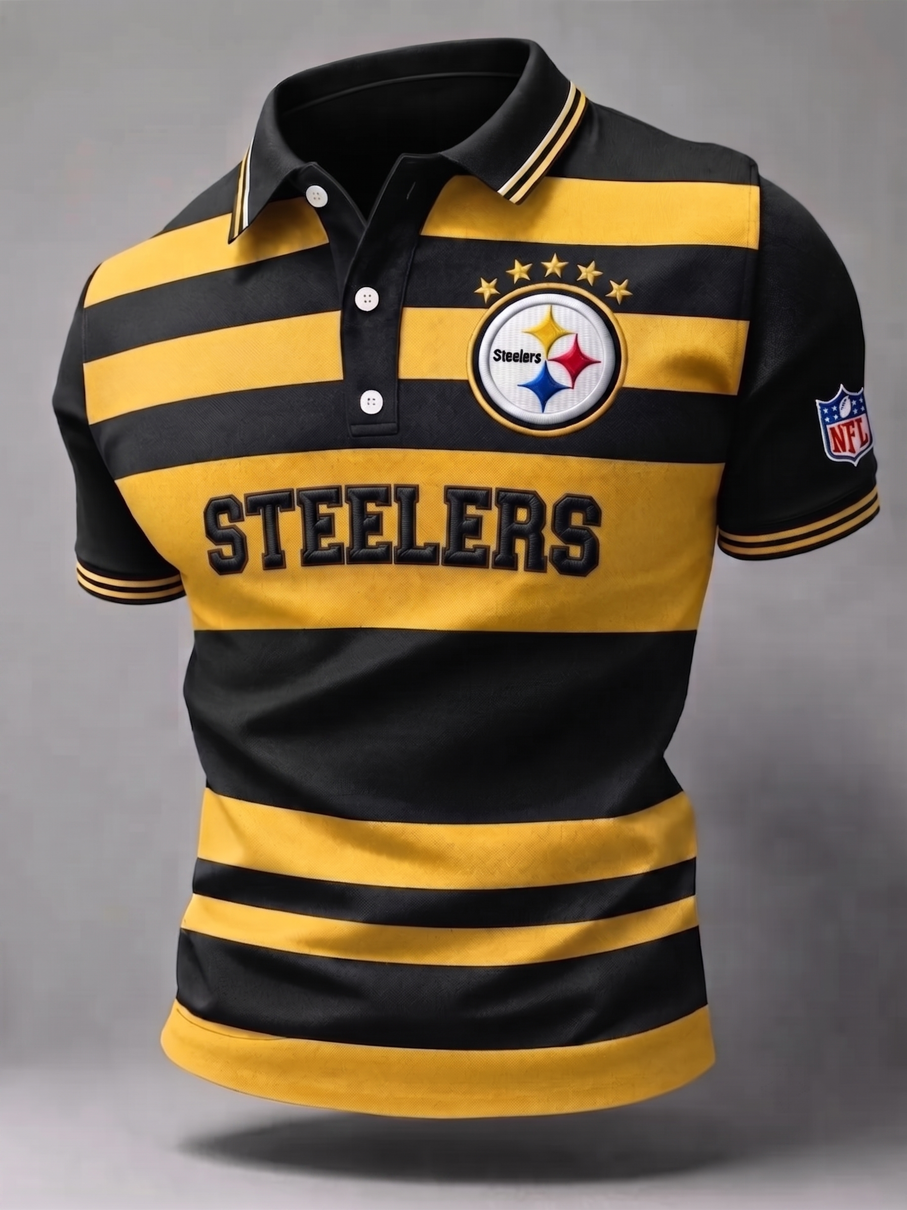 Men's Pittsburgh Steelers Fan Print Polo Shirt