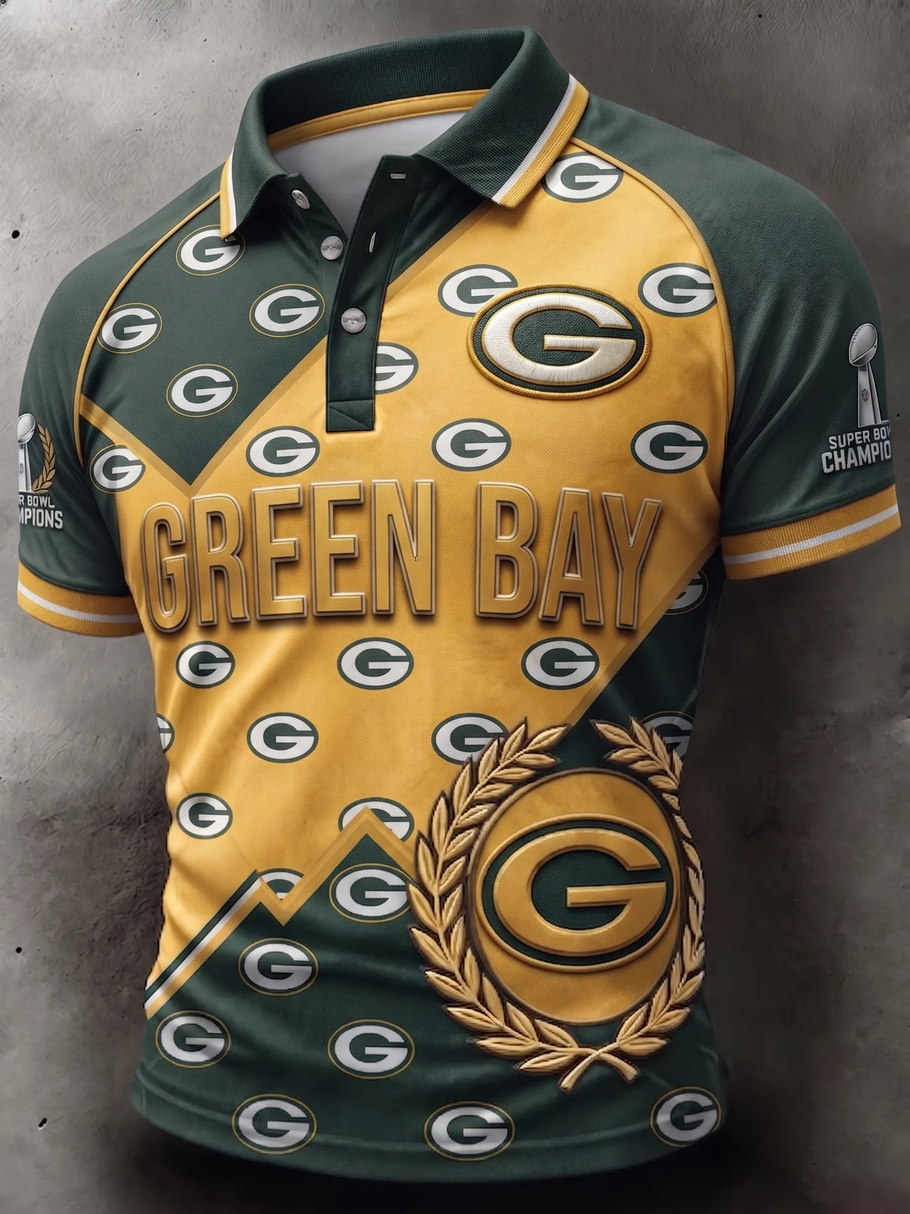 Men's Green Bay Packers Football Print Polo Shirt