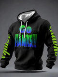 Men'S Minimalist Personalized Art Seahawk Champion Rugby Pattern Waffle Hoodie