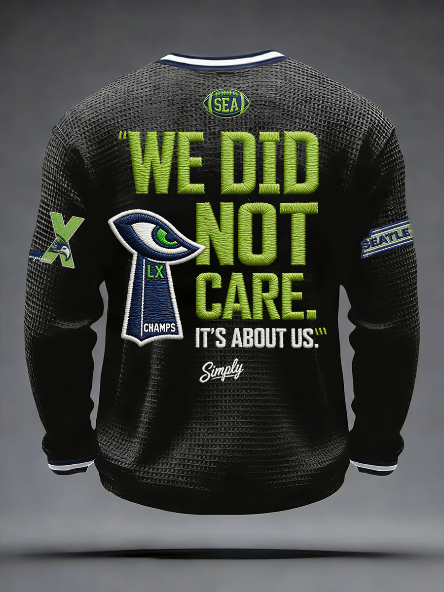 Men's Retro Casual Seahawk Champion Waffle Round Neck T-shirt