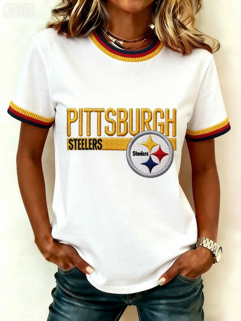 Women's Casual Steelers Print T-Shirt