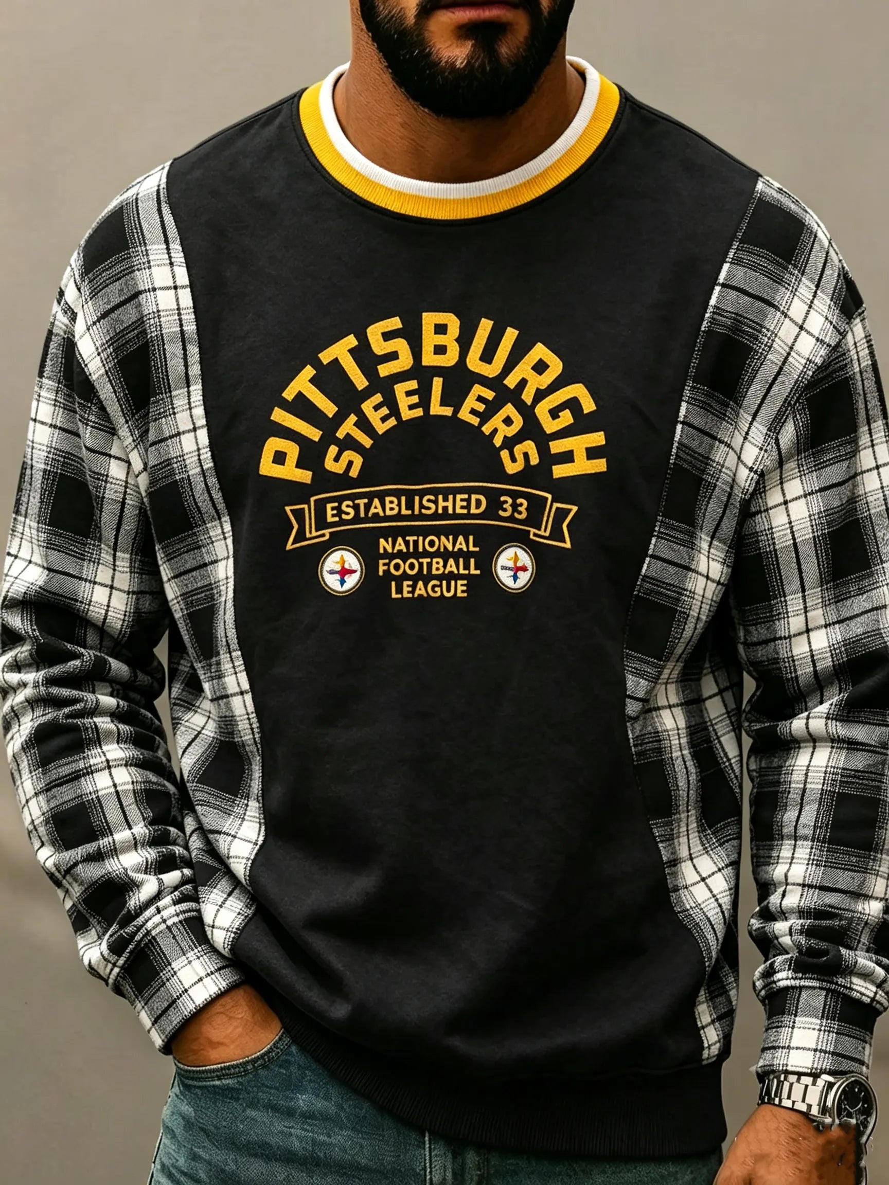 Men's Steelers Print Sweatershirt
