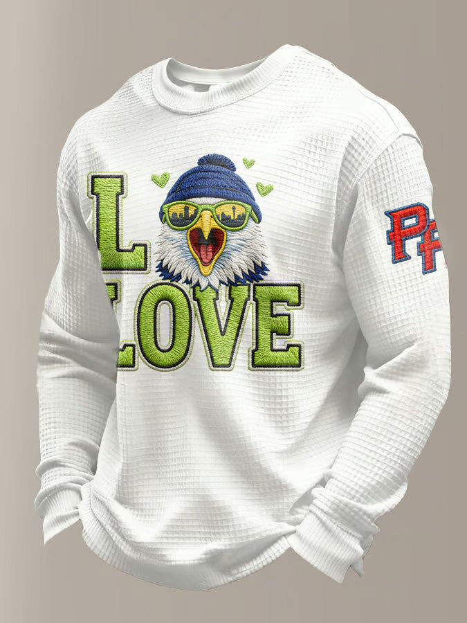 Men's Retro Casual Seahawk Champion Waffle Round Neck T-shirt