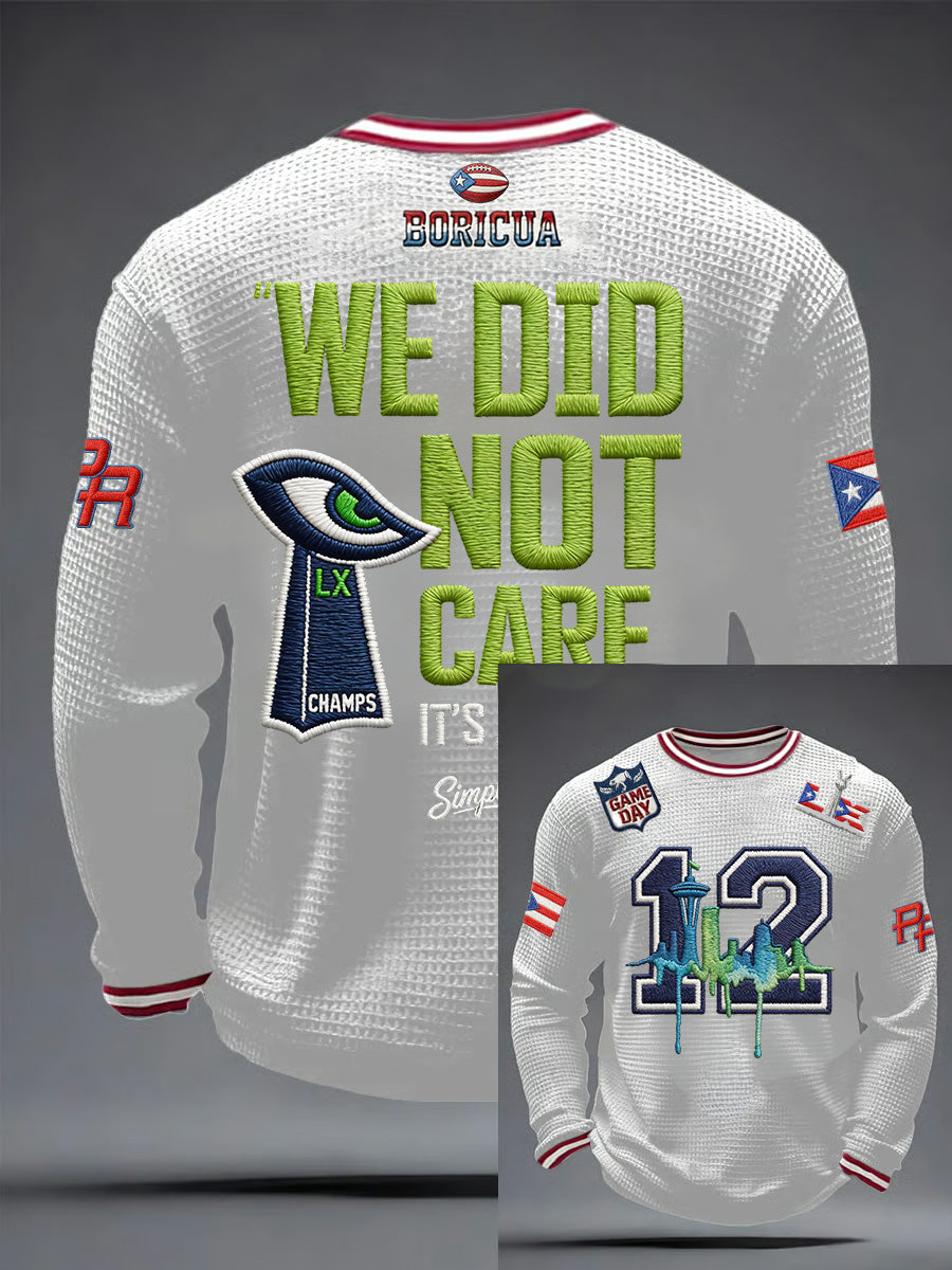 Men's Retro Casual Seahawk Champion Waffle Round Neck T-shirt