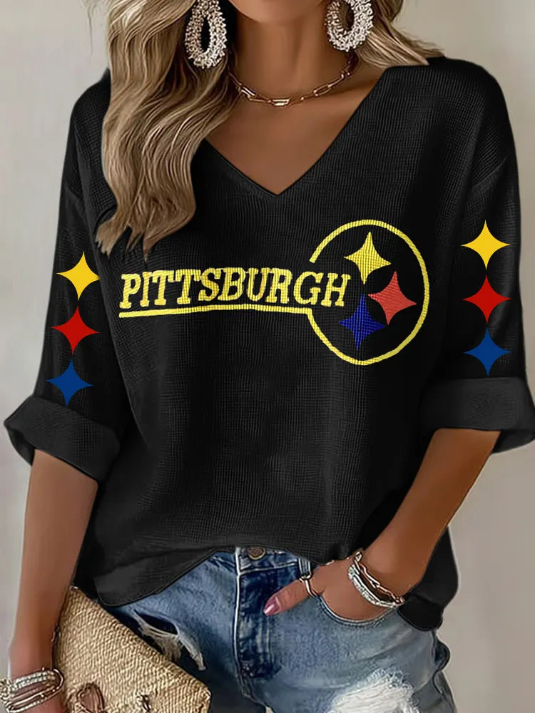 Women's Casual Steelers Print T-Shirt