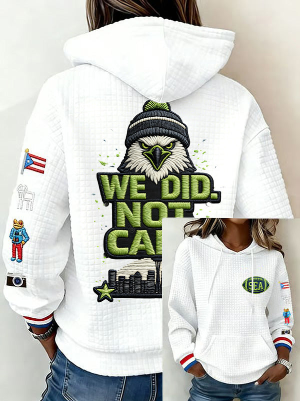 Ladies' Retro Casual Seahawk Champion Printed Waffle Hoodie
