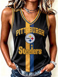 Women's Pittsburgh Steelers Football Fan In V-Neck Vest