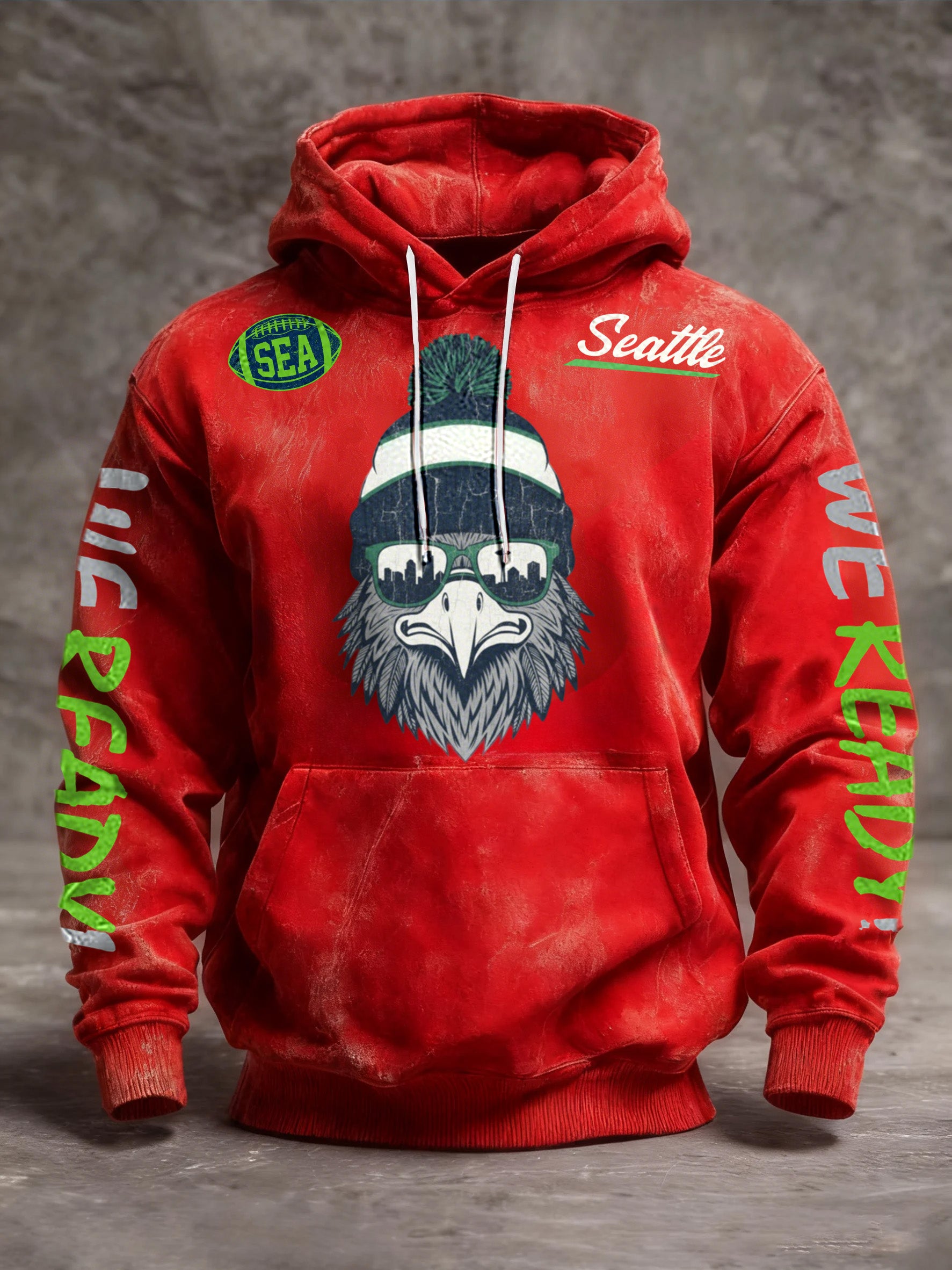 Men'S Casual Seattle Champion Printed Hooded Sweatshirt