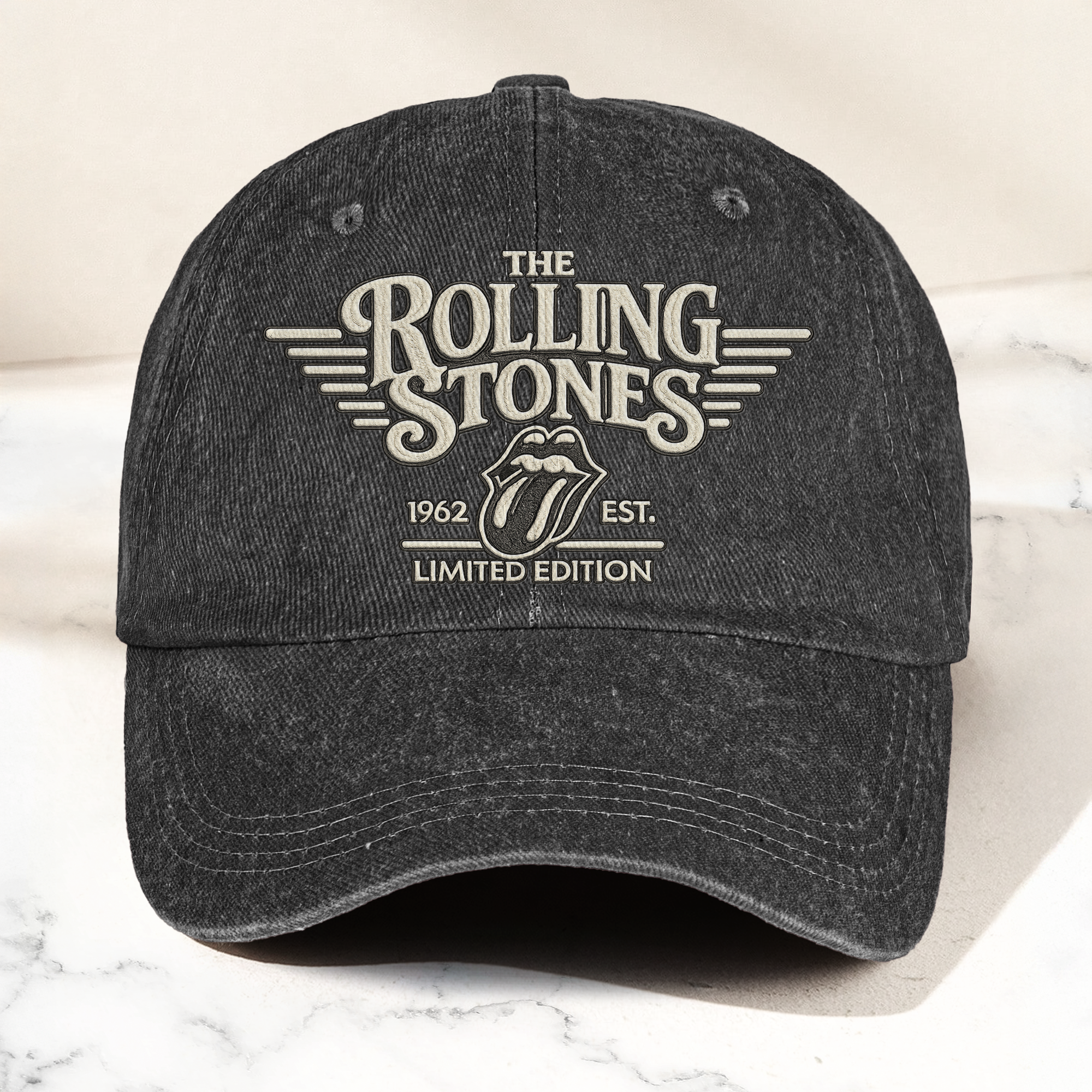 The Rolling Stones Tongue Logo Est 1962 Denim Cap