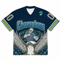 Unisex Eagle Print Champion Outdoor Sports V-Neck T-Shirt