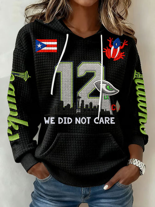 Ladies' Retro Casual Seahawk Champion Printed Waffle Hoodie
