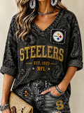 Women's Steelers V-Neck Shirt