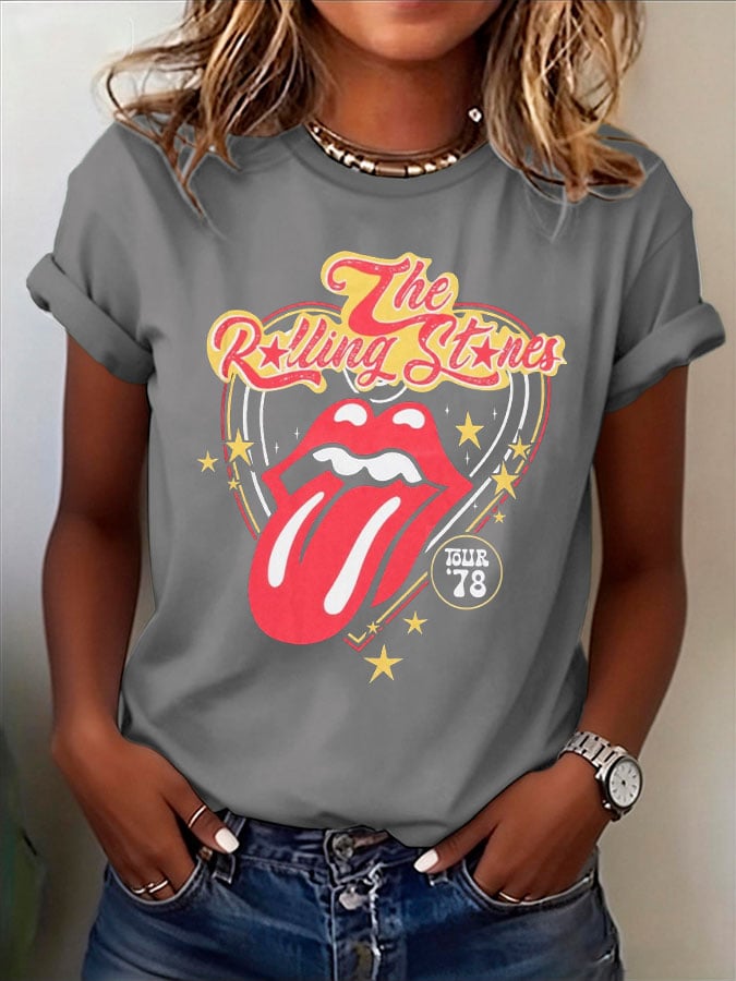 Women's Band-Print Casual T-Shirt