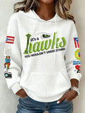 Ladies' Retro Casual Seahawk Champion Printed Waffle Hoodie