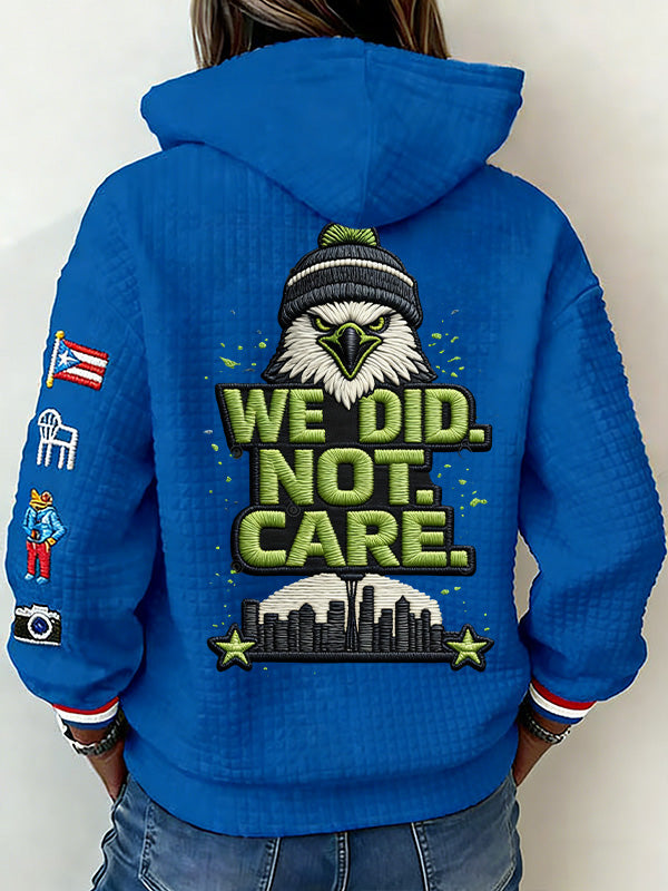 Ladies' Retro Casual Seahawk Champion Printed Waffle Hoodie
