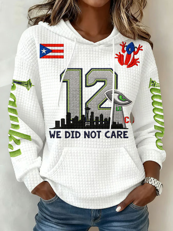 Ladies' Retro Casual Seahawk Champion Printed Waffle Hoodie