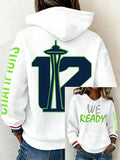 Ladies' Retro Casual Seahawk Champion Printed Waffle Hoodie