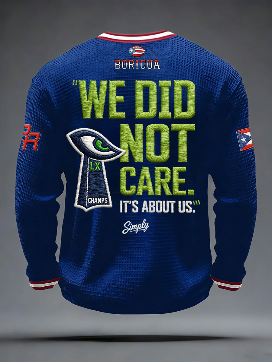 Men's Retro Casual Seahawk Champion Waffle Round Neck T-shirt