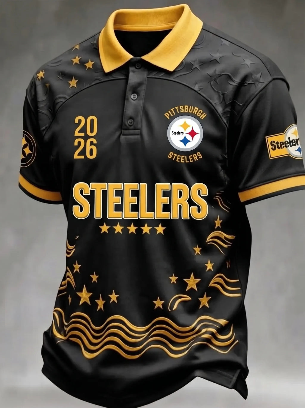 Men's Pittsburgh Steelers Fan Print Polo Shirt