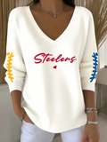 Women's Casual Steelers Print T-Shirt