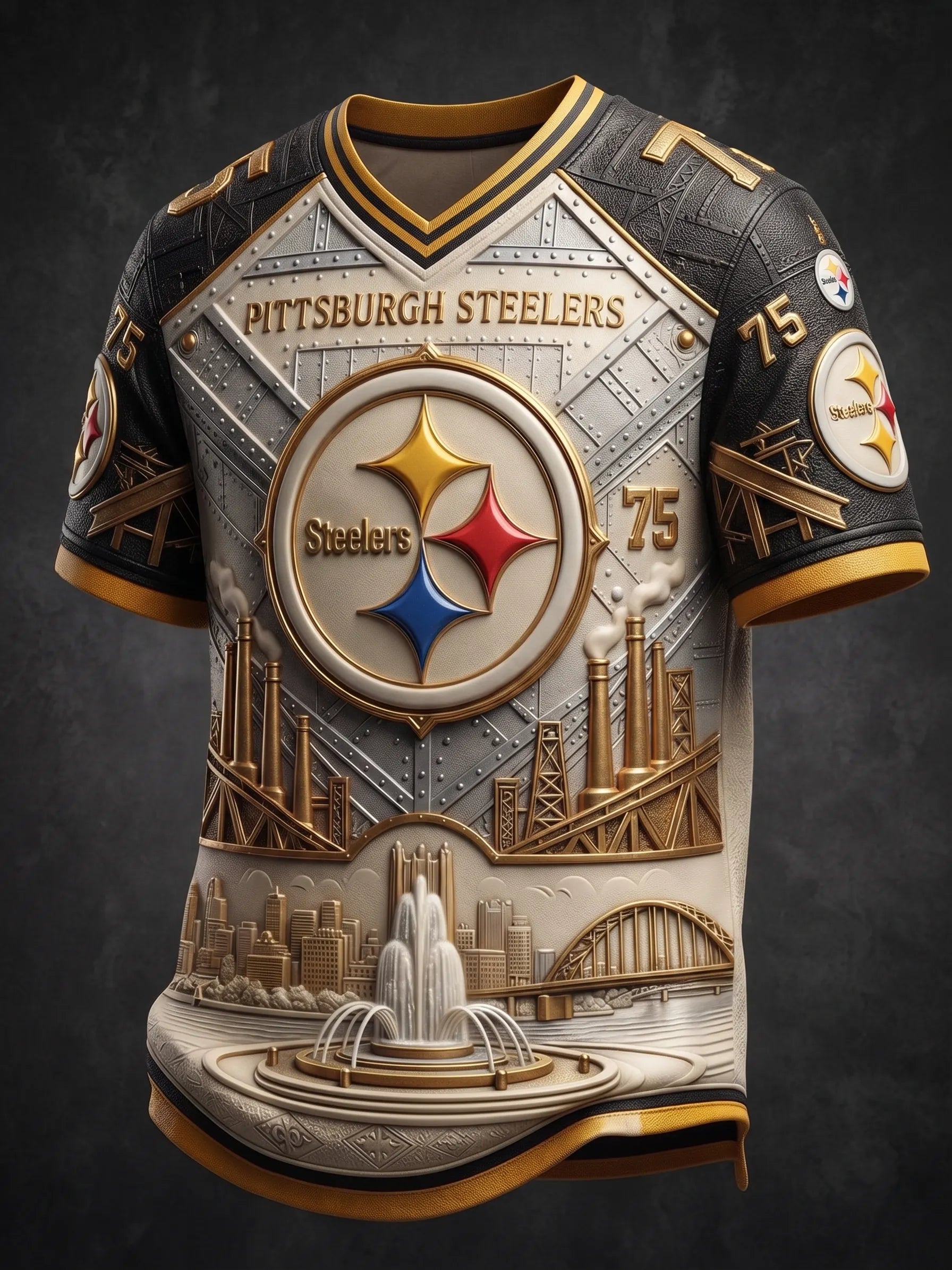 Men's Steelers Print Polo Shirt
