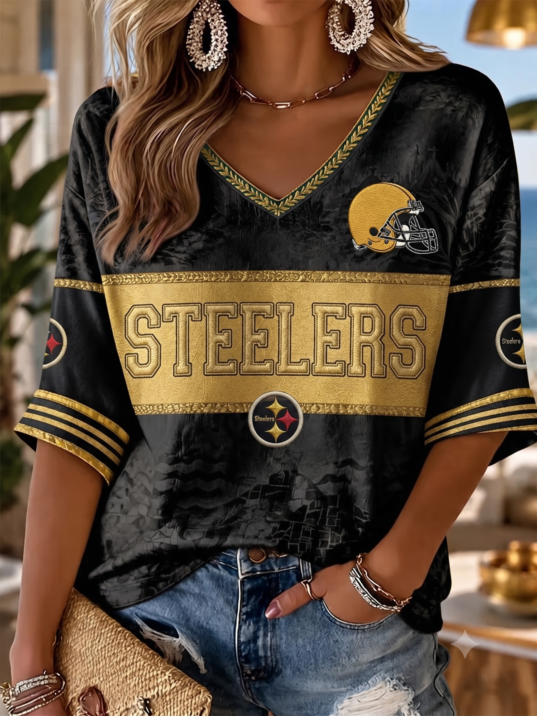 Women's Pittsburgh Steelers Fan Print T-Shirt