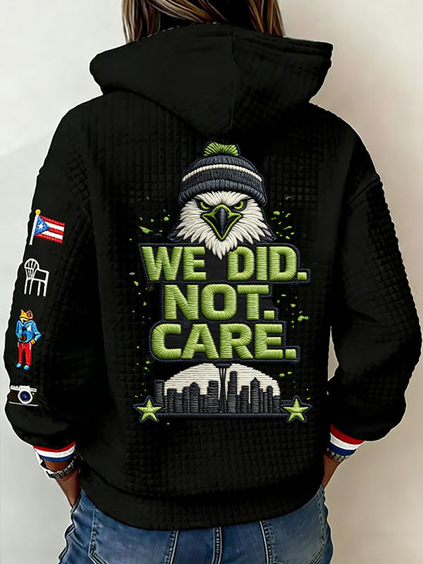 Ladies' Retro Casual Seahawk Champion Printed Waffle Hoodie