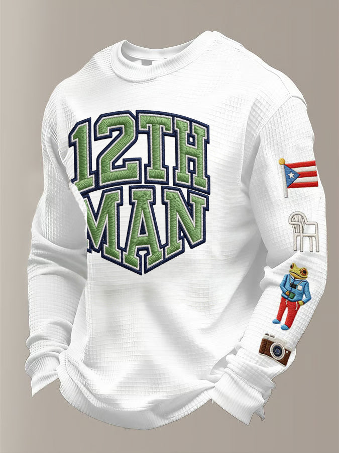 Men's Retro Casual Seahawk Champion Waffle Round Neck T-shirt