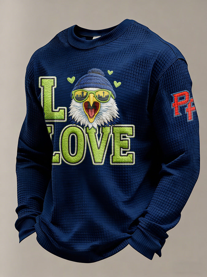 Men's Retro Casual Seahawk Champion Waffle Round Neck T-shirt