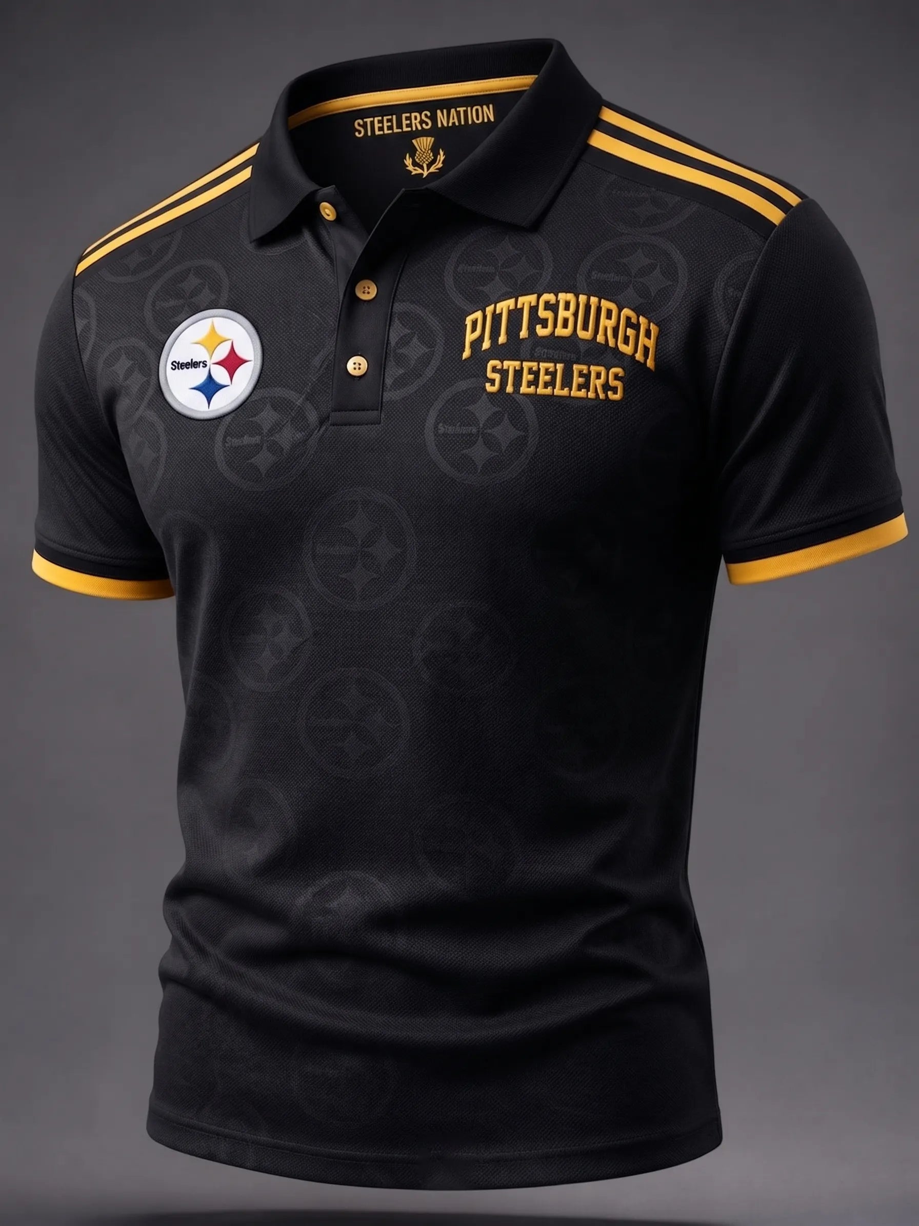 Men's Pittsburgh Steelers Fan Print Polo Shirt