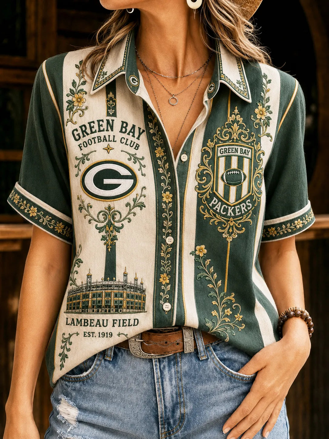 Women's Packers Button-Down Shirt