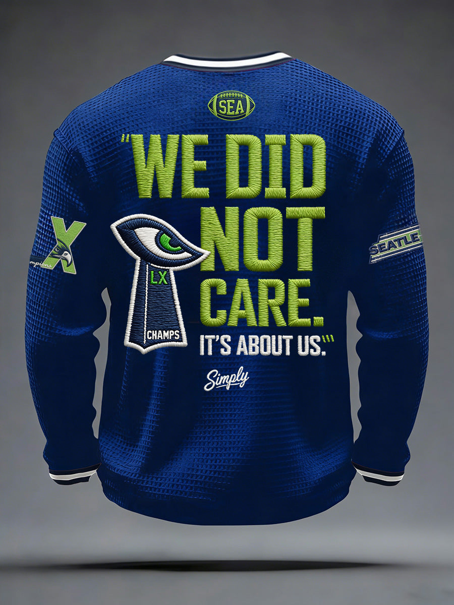 Men's Retro Casual Seahawk Champion Waffle Round Neck T-shirt