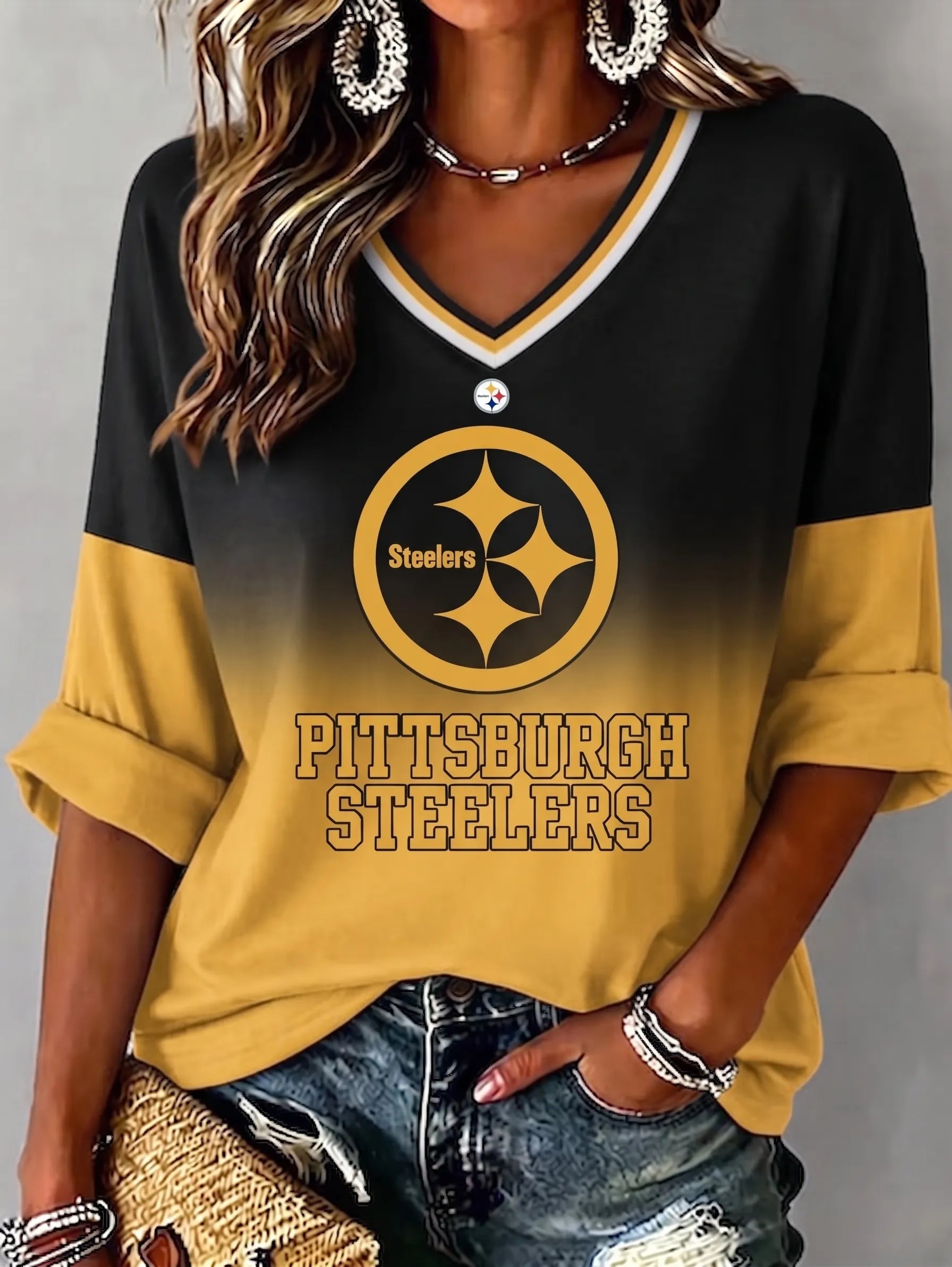 Women's Casual Steelers Print T-Shirt