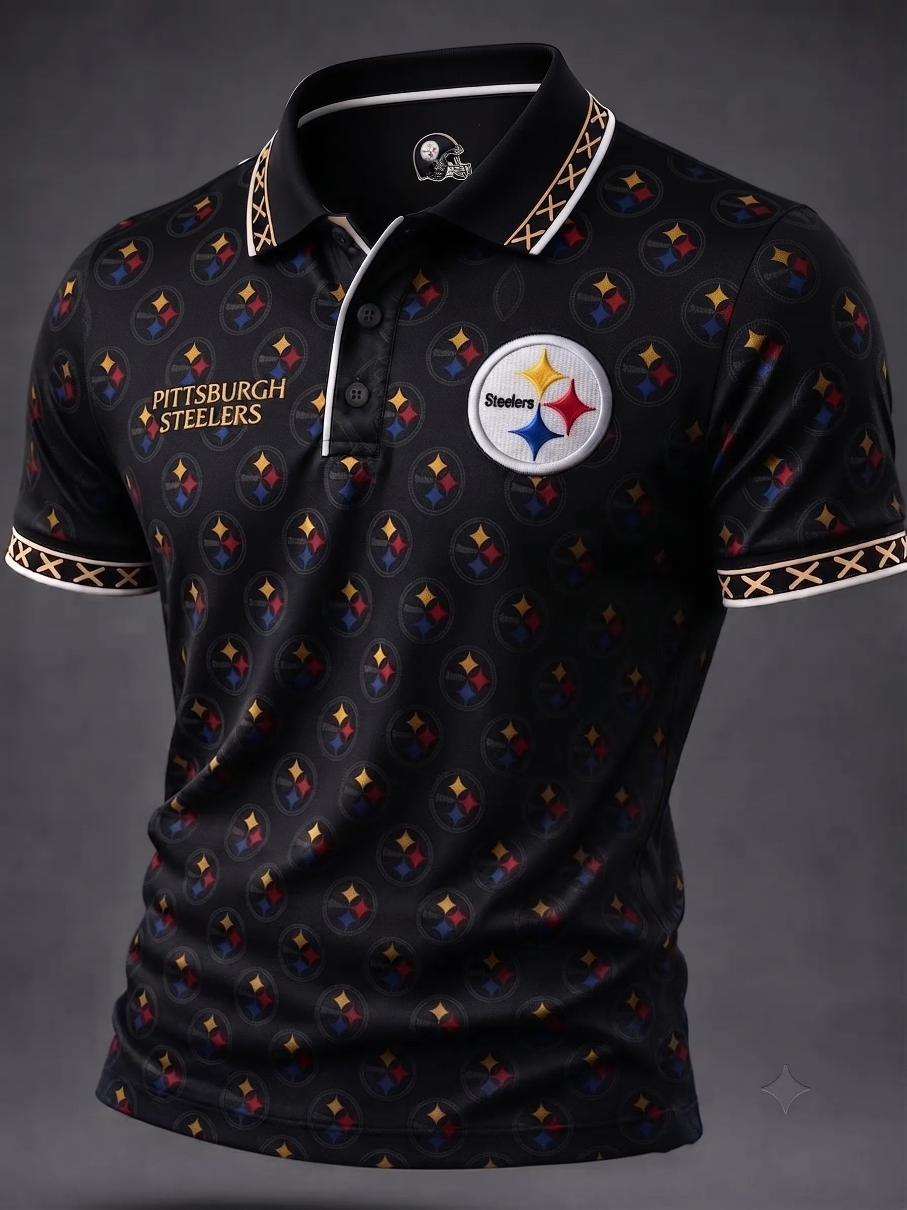 Men's Pittsburgh Steelers Fan Print Polo Shirt