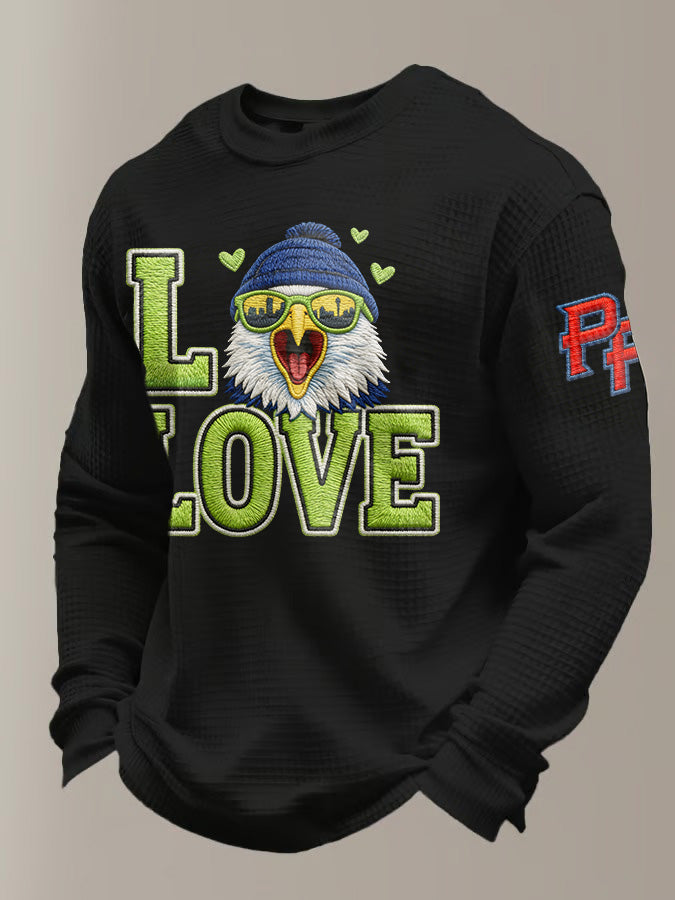 Men's Retro Casual Seahawk Champion Waffle Round Neck T-shirt
