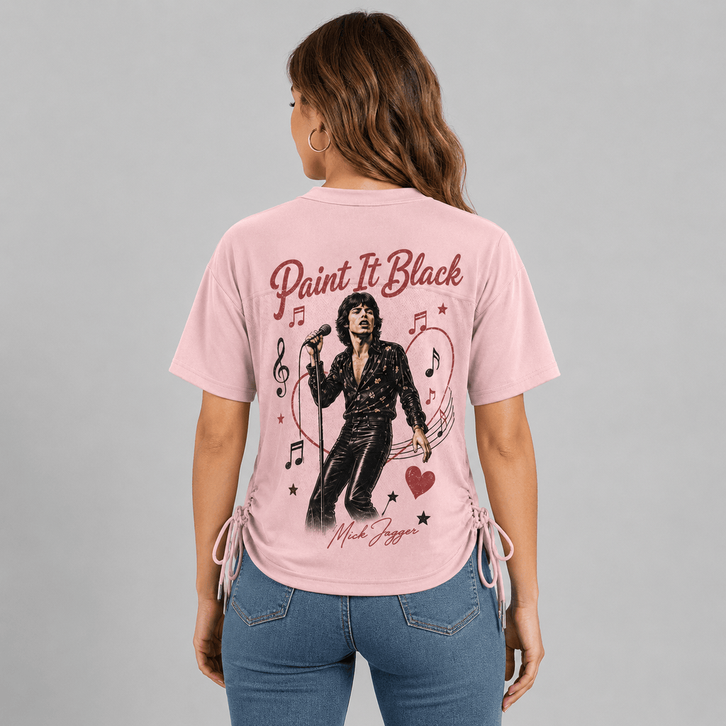 The Rolling Stones Mick Jagger Portrait Paint It Black Pink 3D Shirt for Classic Rock Fans Who Love Vintage Stage Style TD