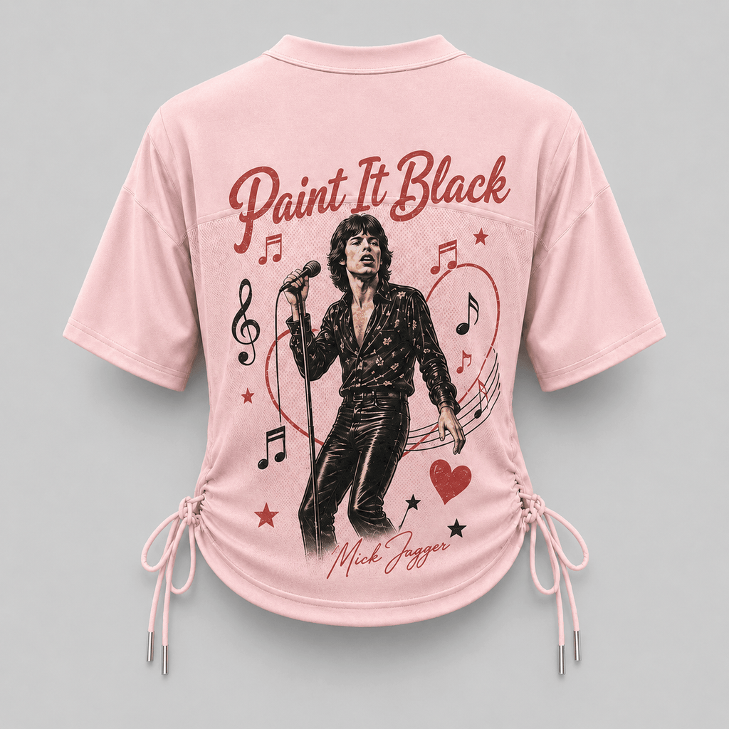 The Rolling Stones Mick Jagger Portrait Paint It Black Pink 3D Shirt for Classic Rock Fans Who Love Vintage Stage Style TD