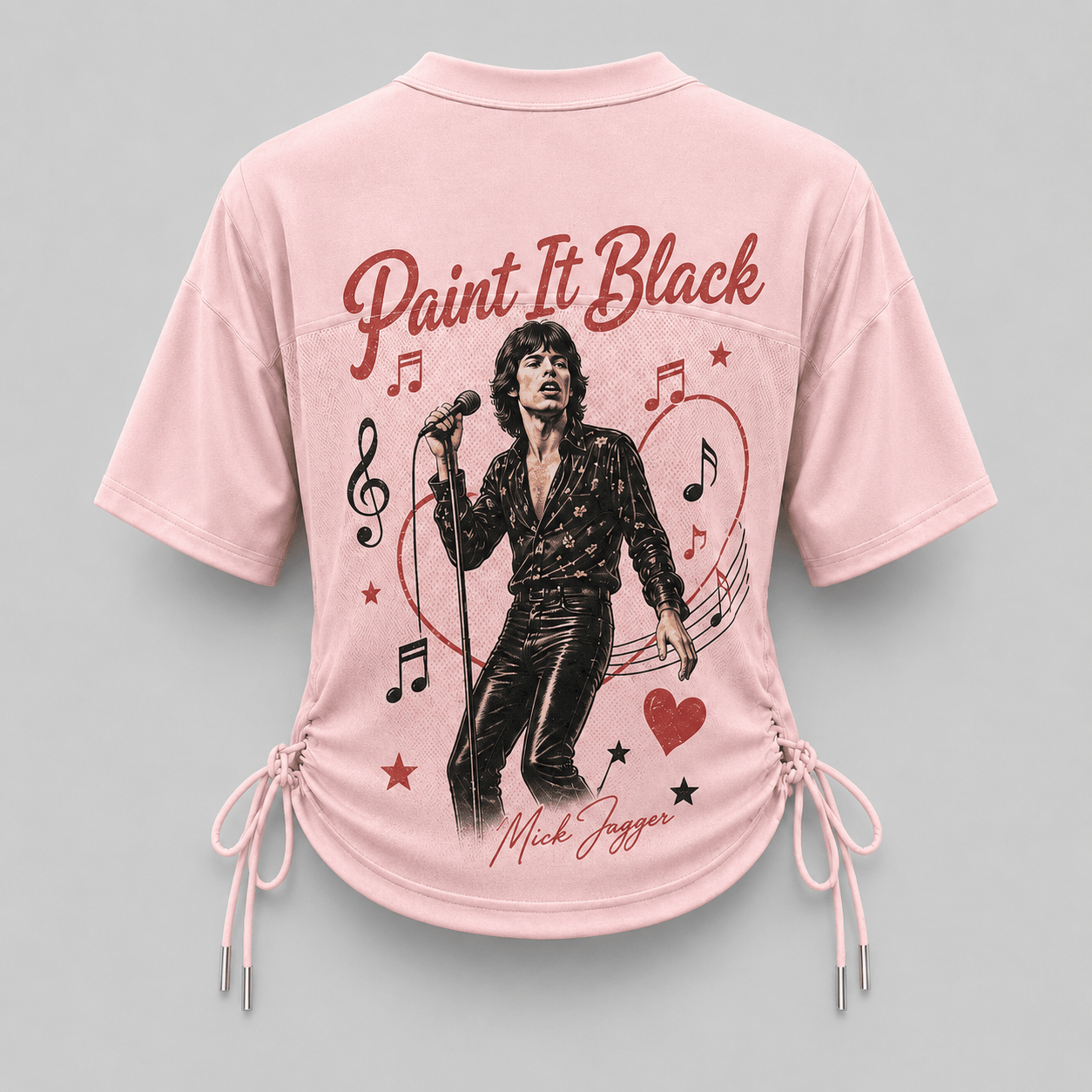The Rolling Stones Mick Jagger Portrait Paint It Black Pink 3D Shirt for Classic Rock Fans Who Love Vintage Stage Style TD