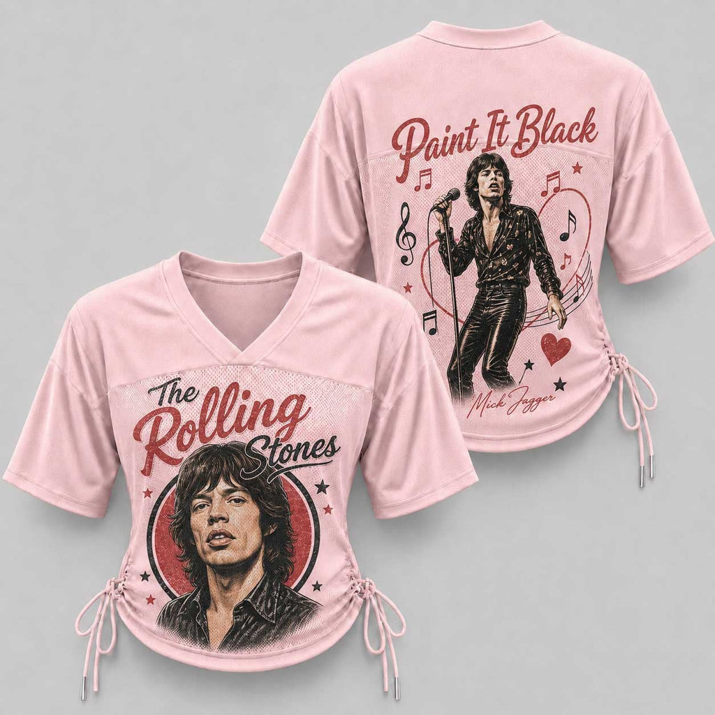 The Rolling Stones Mick Jagger Portrait Paint It Black Pink 3D Shirt for Classic Rock Fans Who Love Vintage Stage Style TD