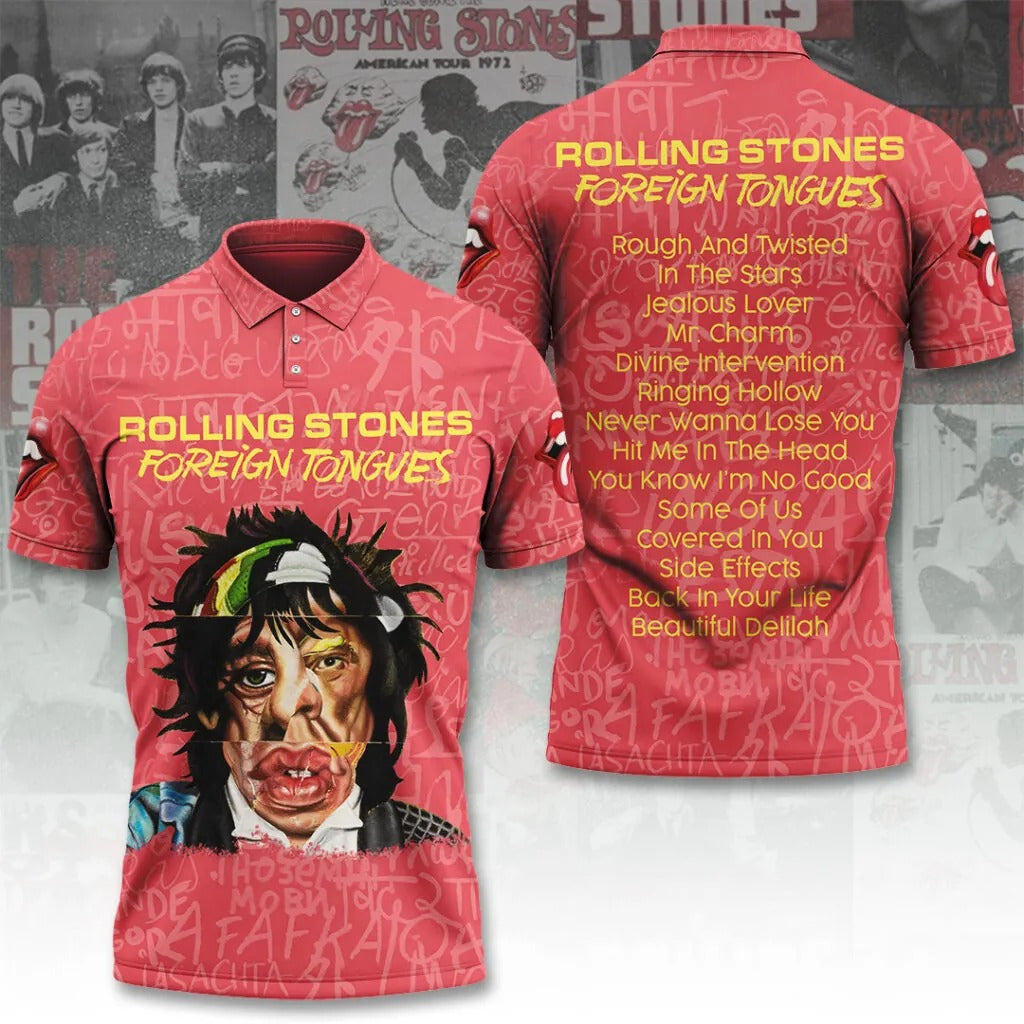 The Rolling Stones x Foreign Tongues 3D Apparel Polo Shirt