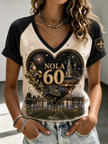 Women's New Orleans Saints V-Neck Off-Shoulder Short-Sleeved T-Shirt